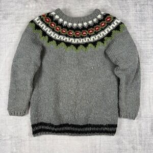 Men's Gray Crewneck Nordic Pattern Sweater
